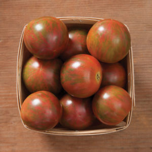 Solanum lycopersicum Artisan Purple Bumblebee Cherry Tomato